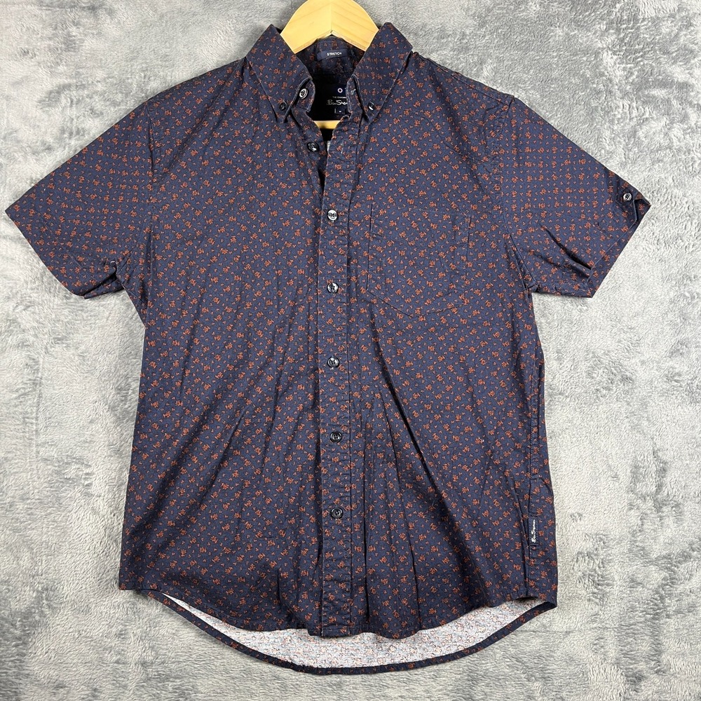 Ben Sherman Shirt Mens Small Multicolor Floral Stretch Locker Loop Button Down